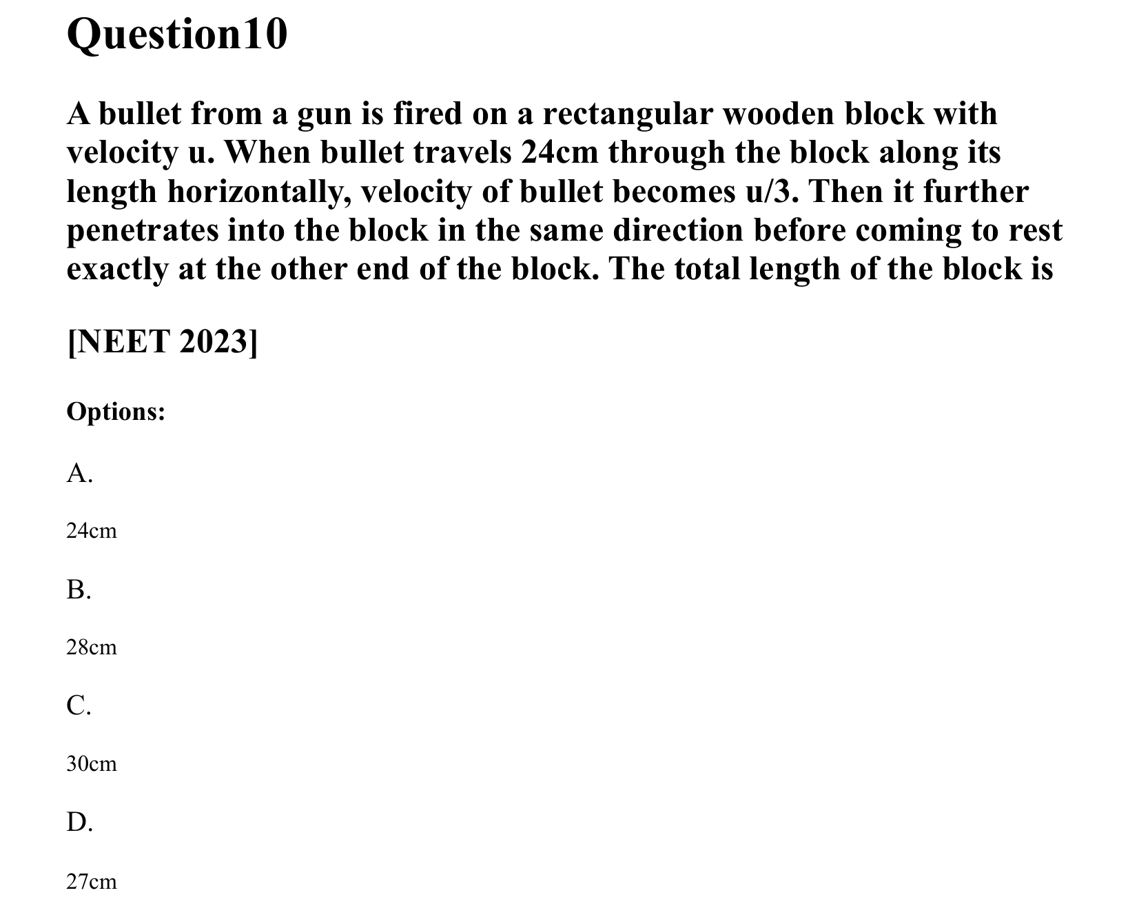Motion in a Straight Line question 10