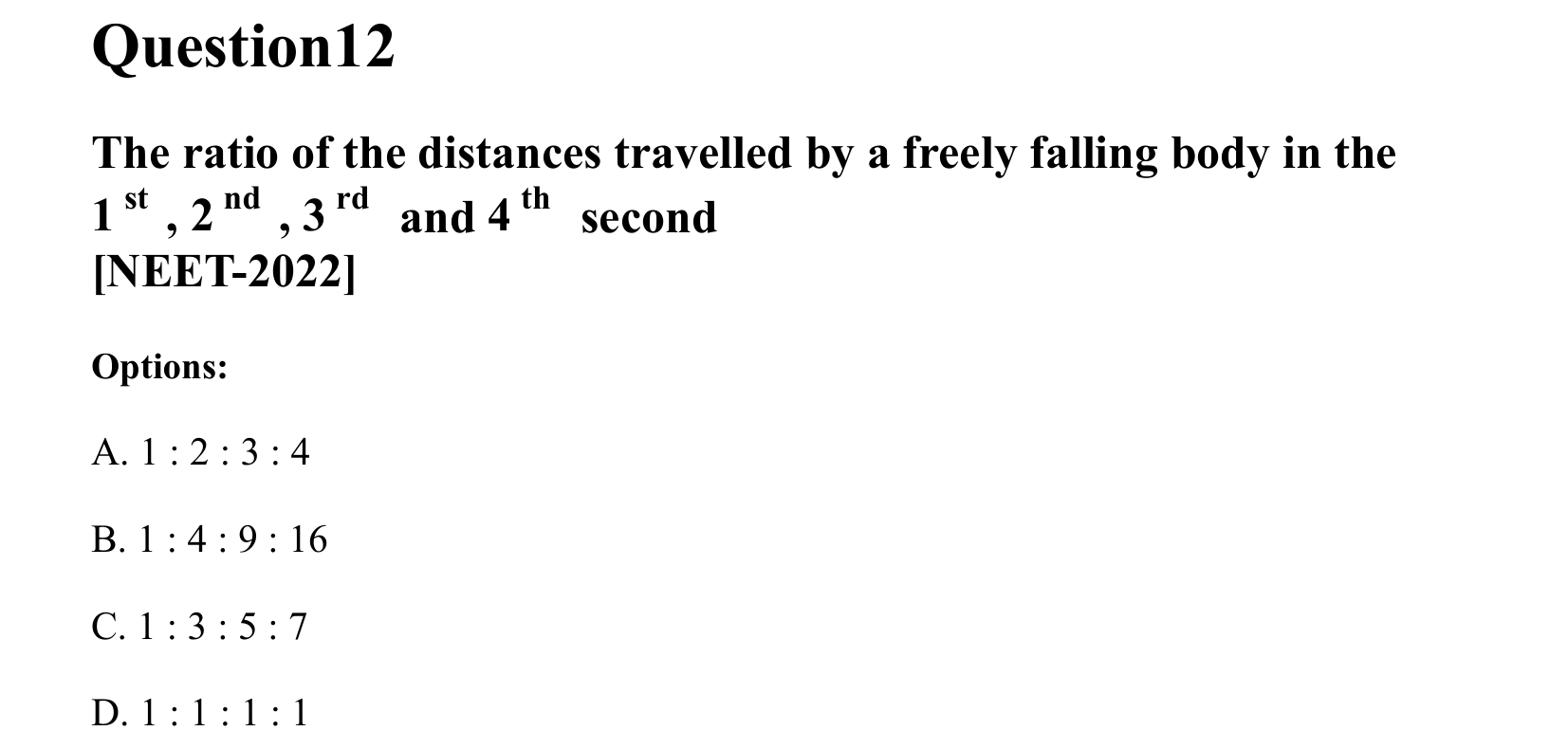 Motion in a Straight Line question 12