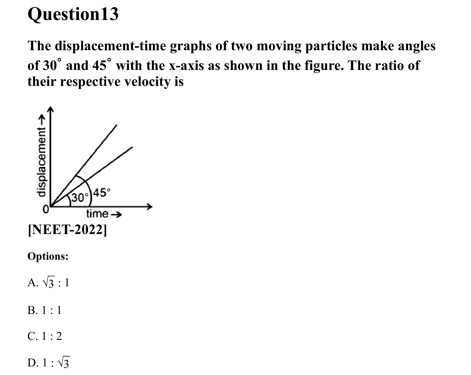 Motion in a Straight Line question 13