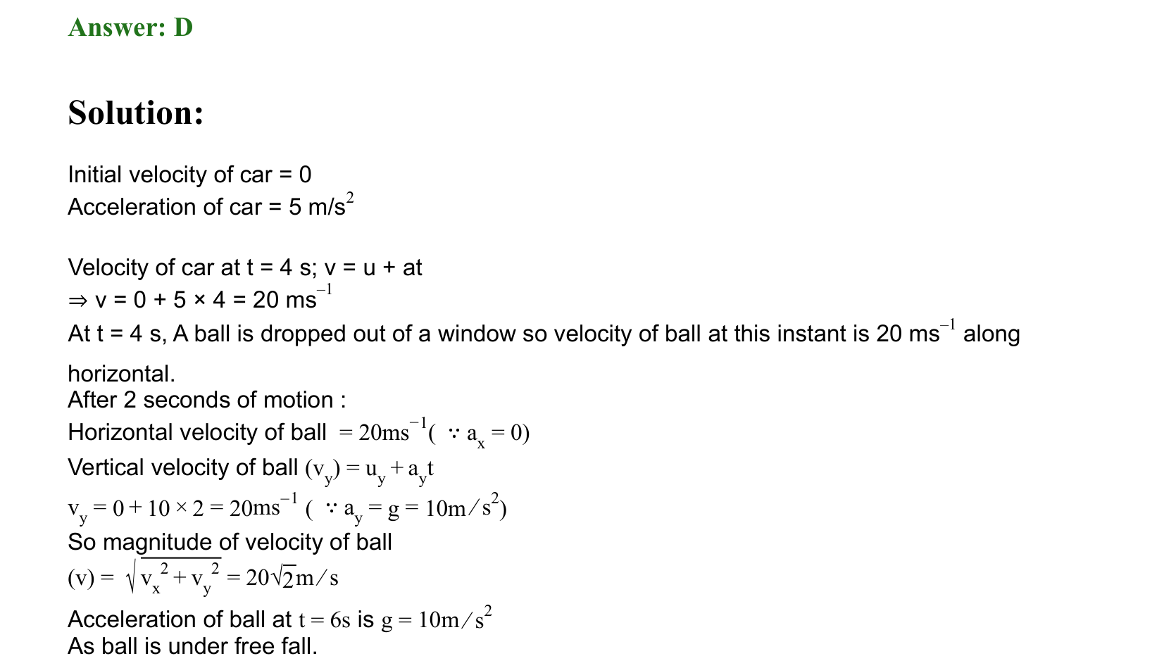 Motion in a Straight Line solution 16