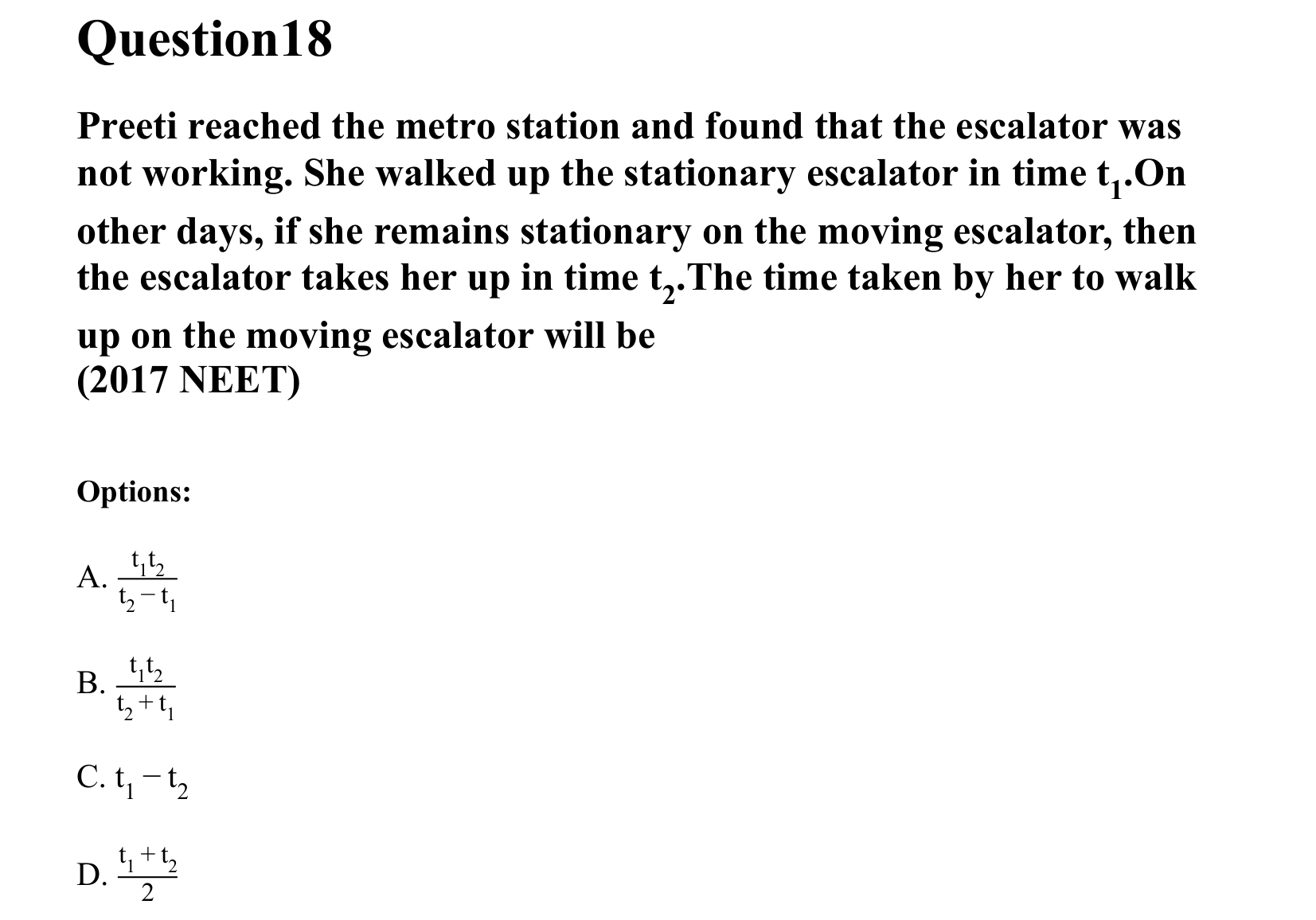 Motion in a Straight Line question 18