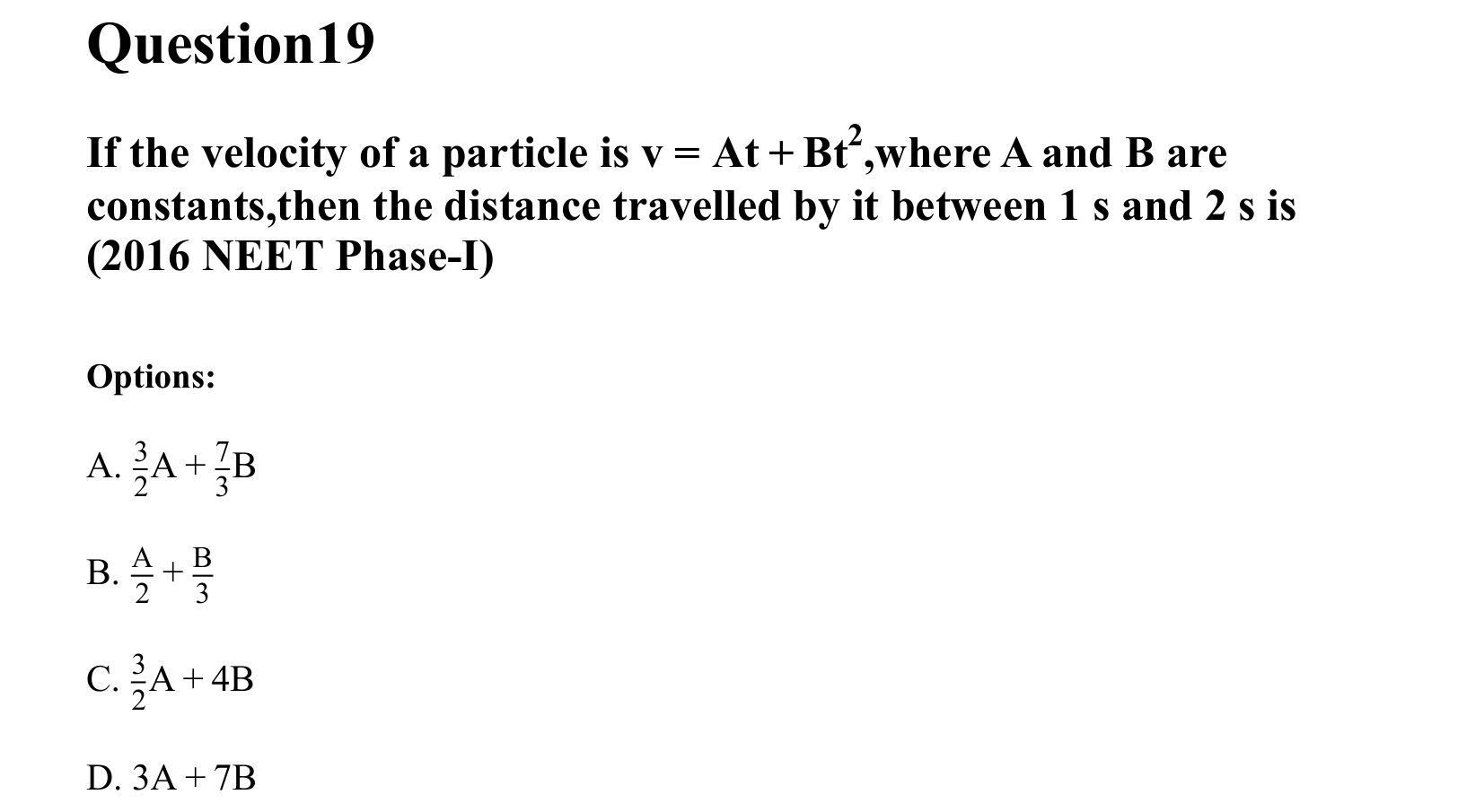 Motion in a Straight Line question 19