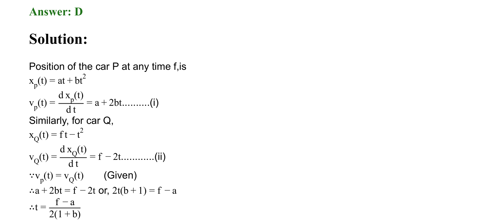 Motion in a Straight Line solution 20