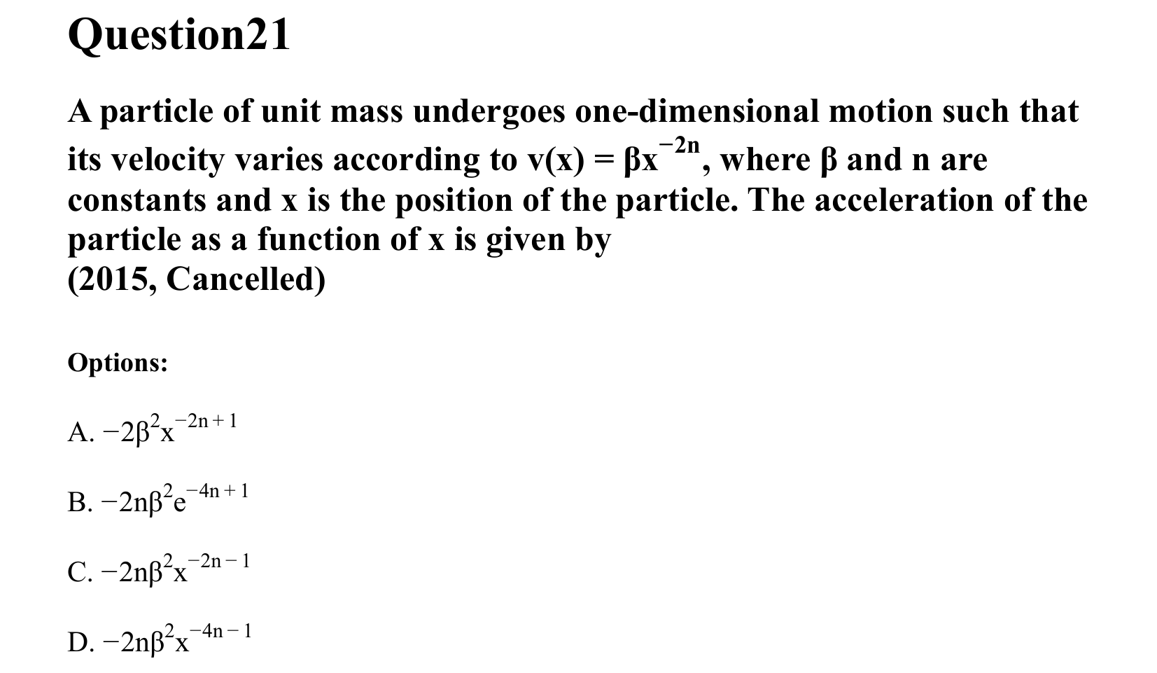 Motion in a Straight Line question 21