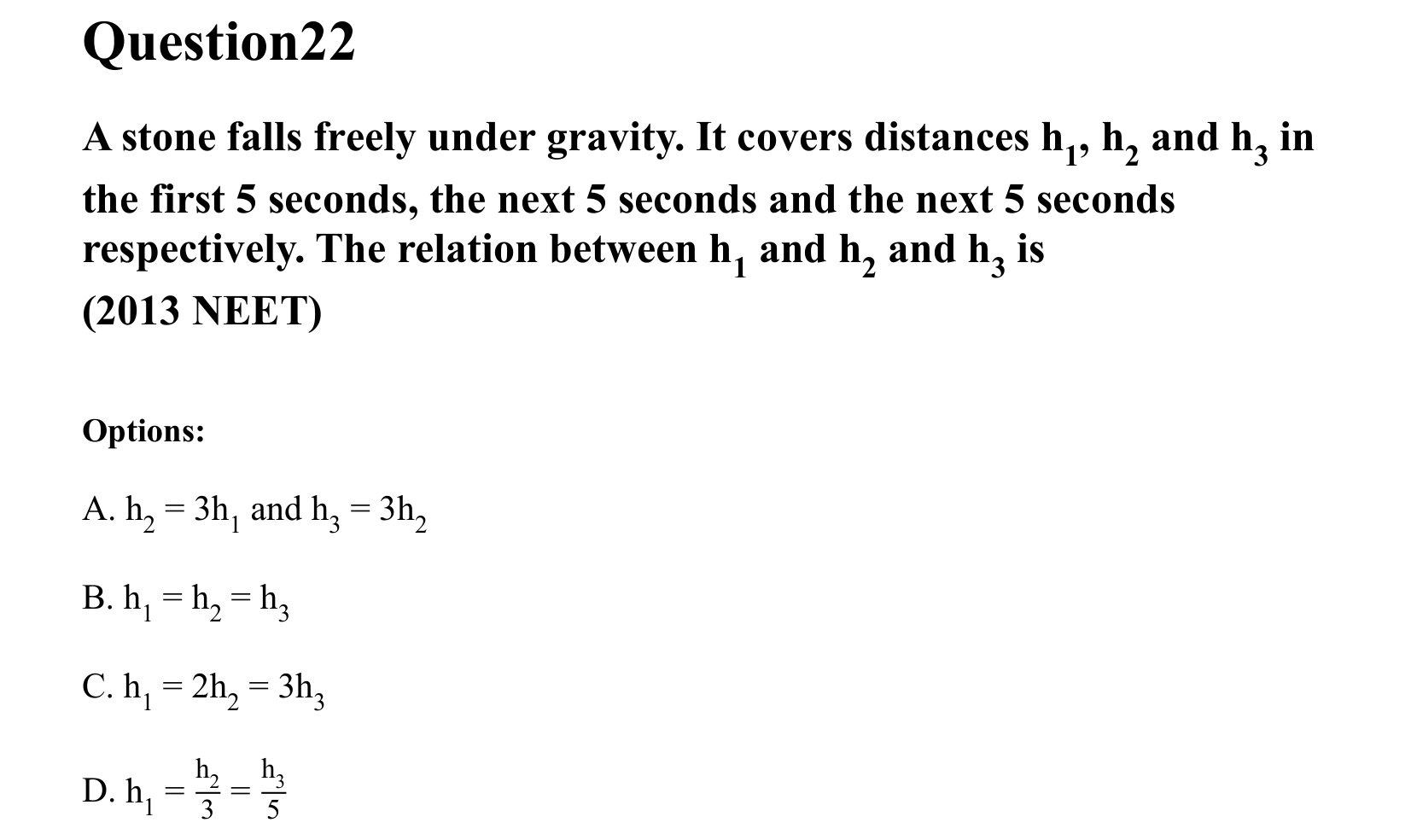 Motion in a Straight Line question 22