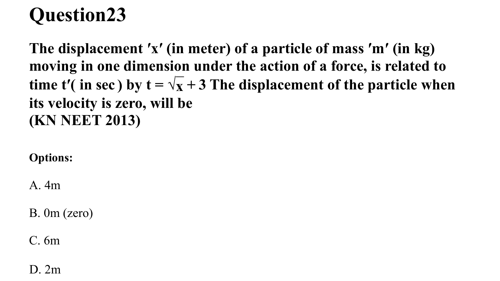 Motion in a Straight Line question 23