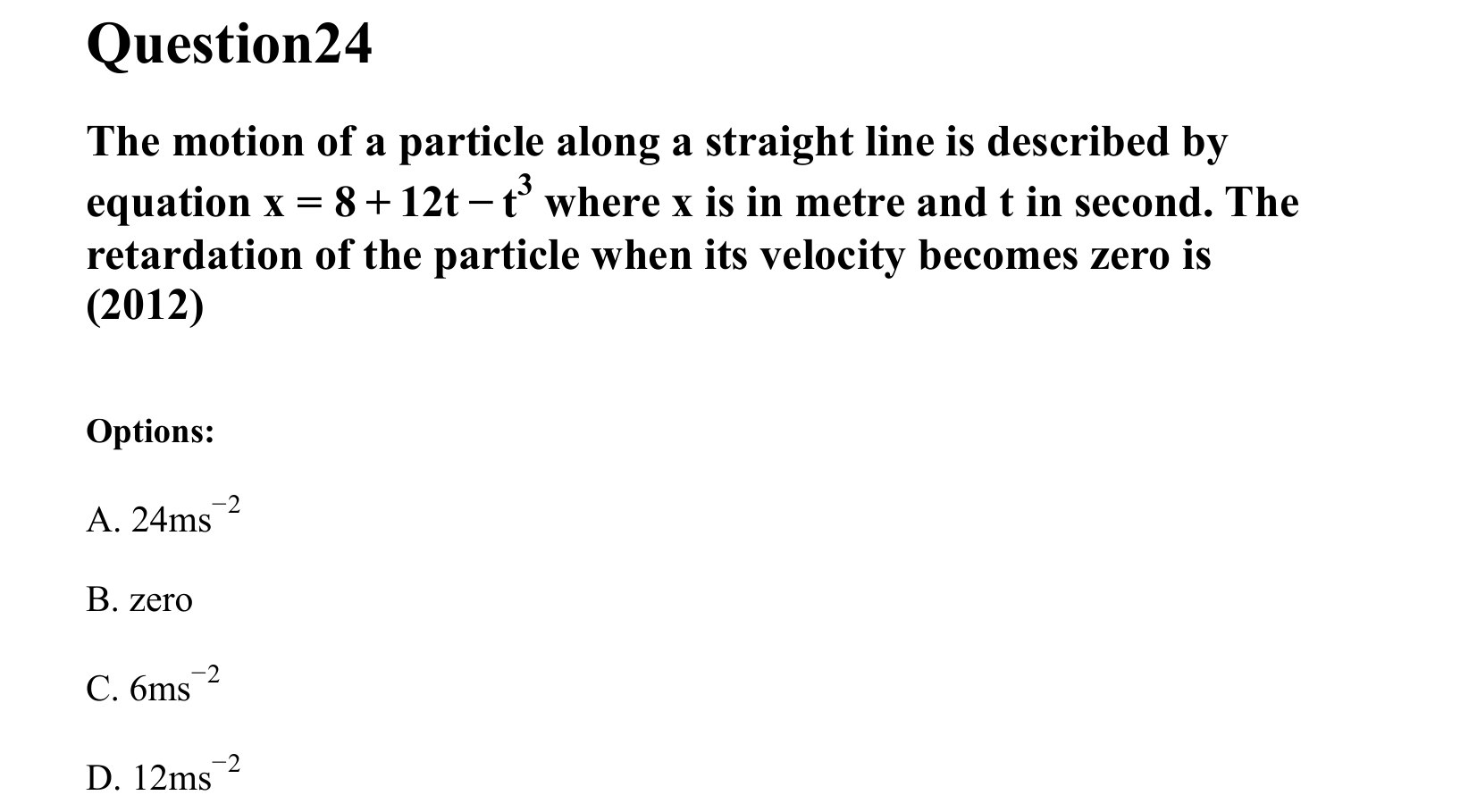 Motion in a Straight Line question 24