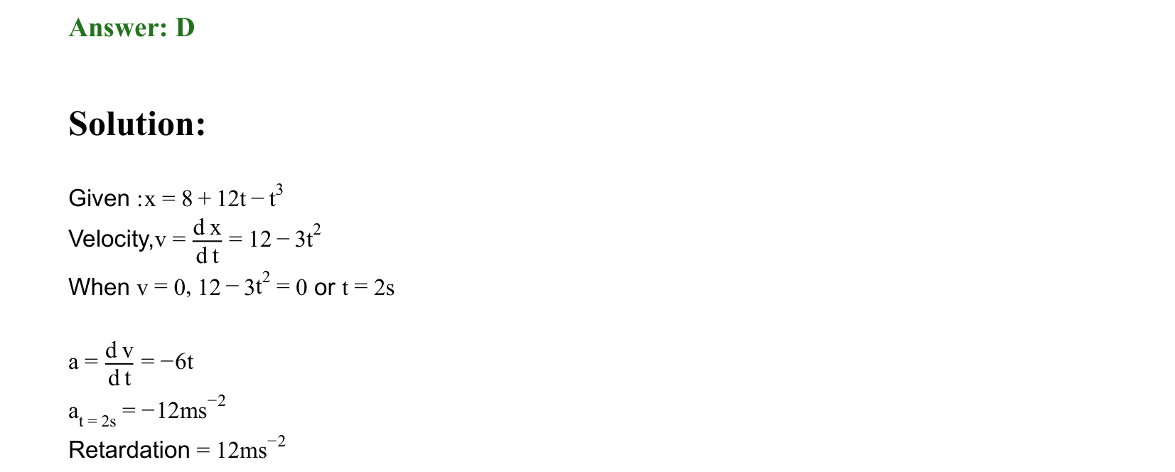 Motion in a Straight Line solution 24
