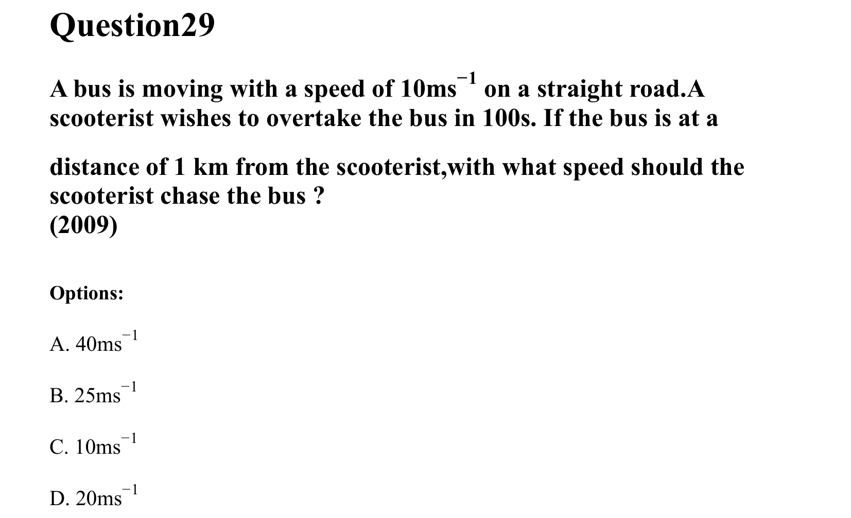 Motion in a Straight Line question 29