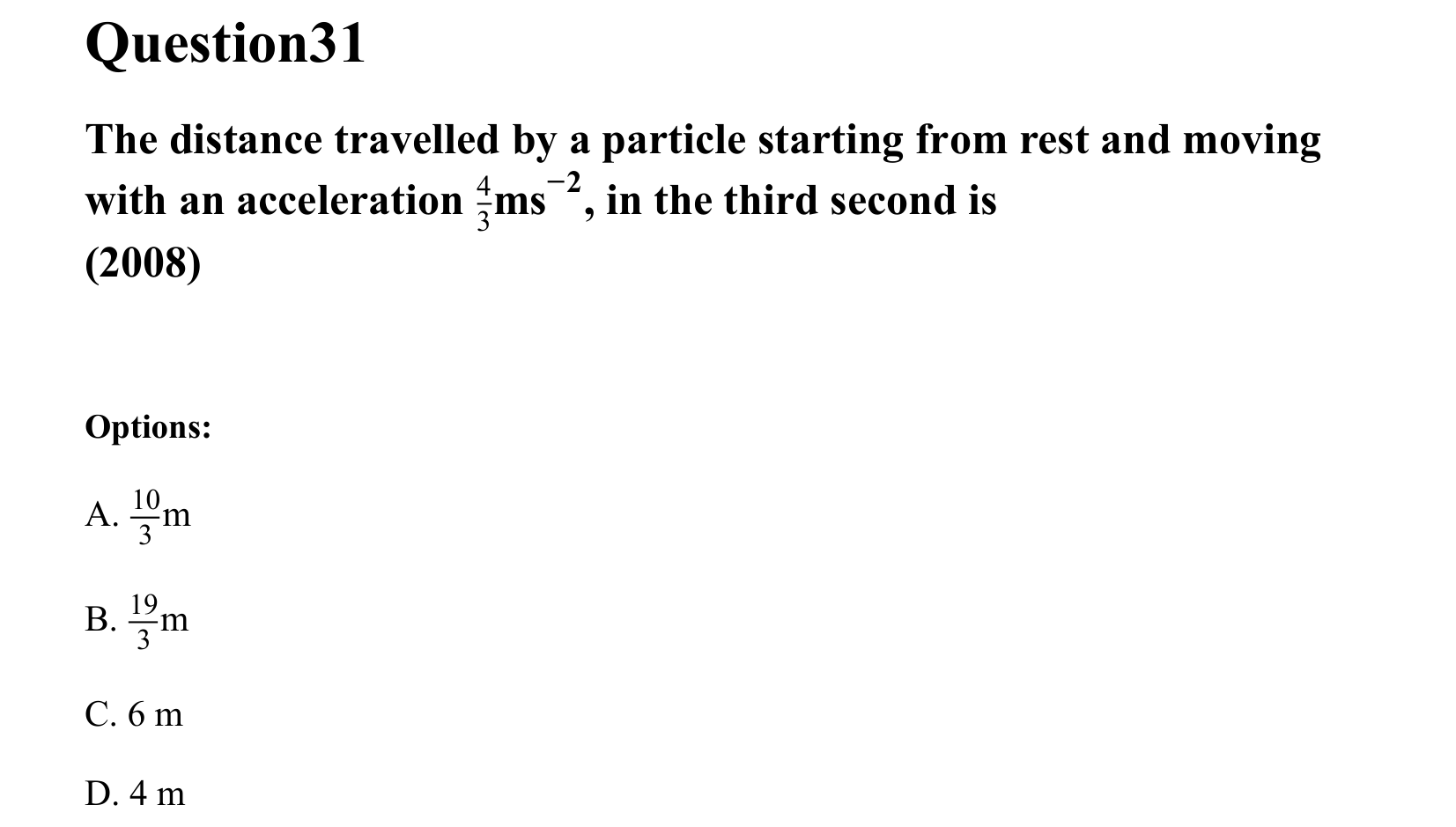 Motion in a Straight Line question 31