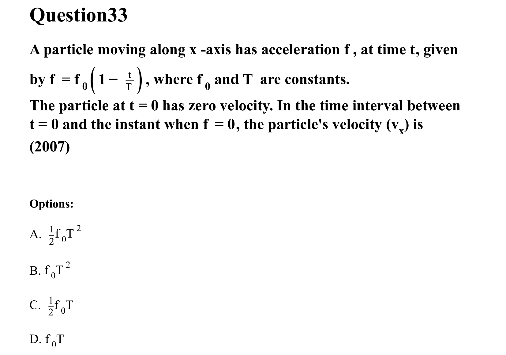 Motion in a Straight Line question 33