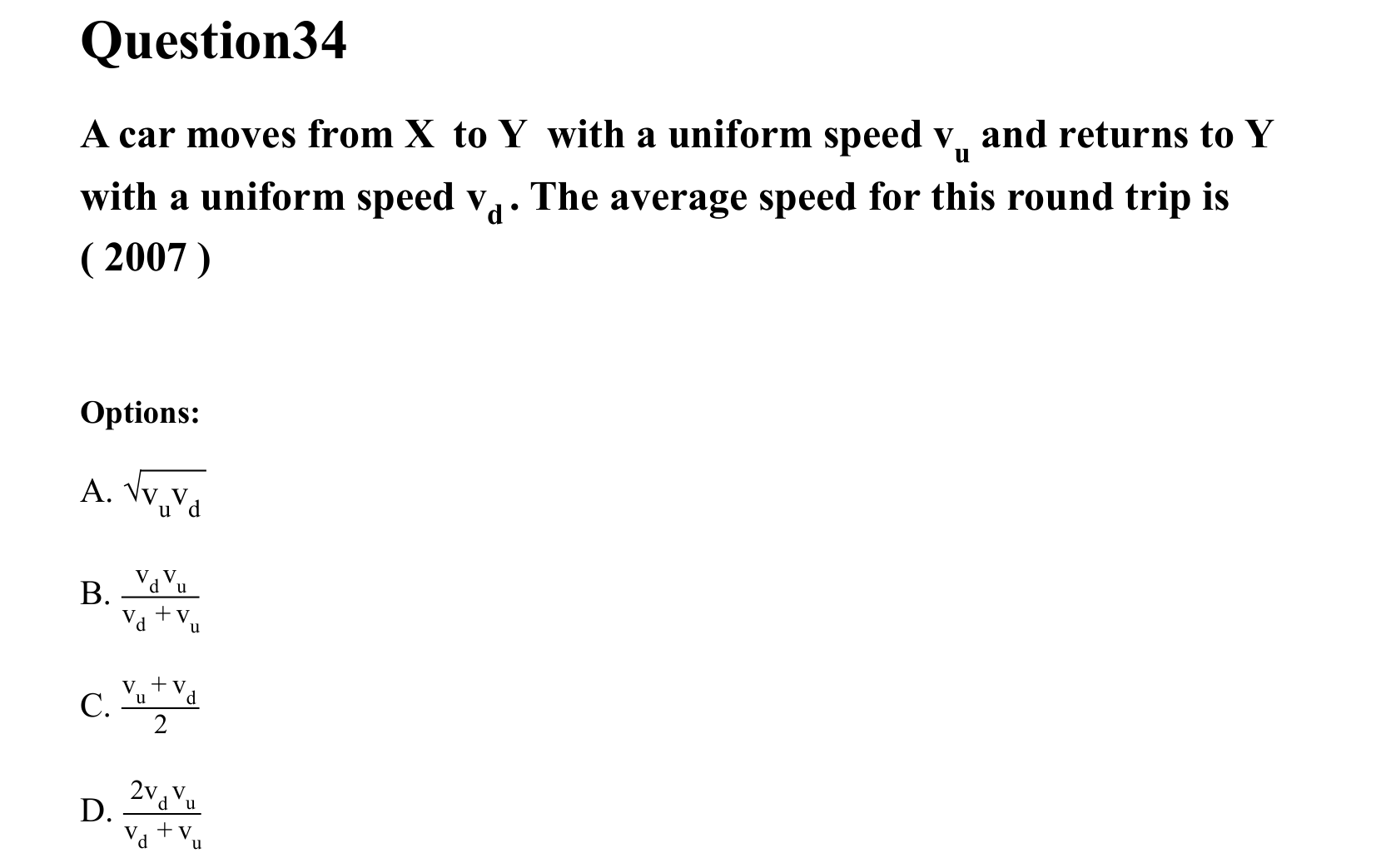 Motion in a Straight Line question 34