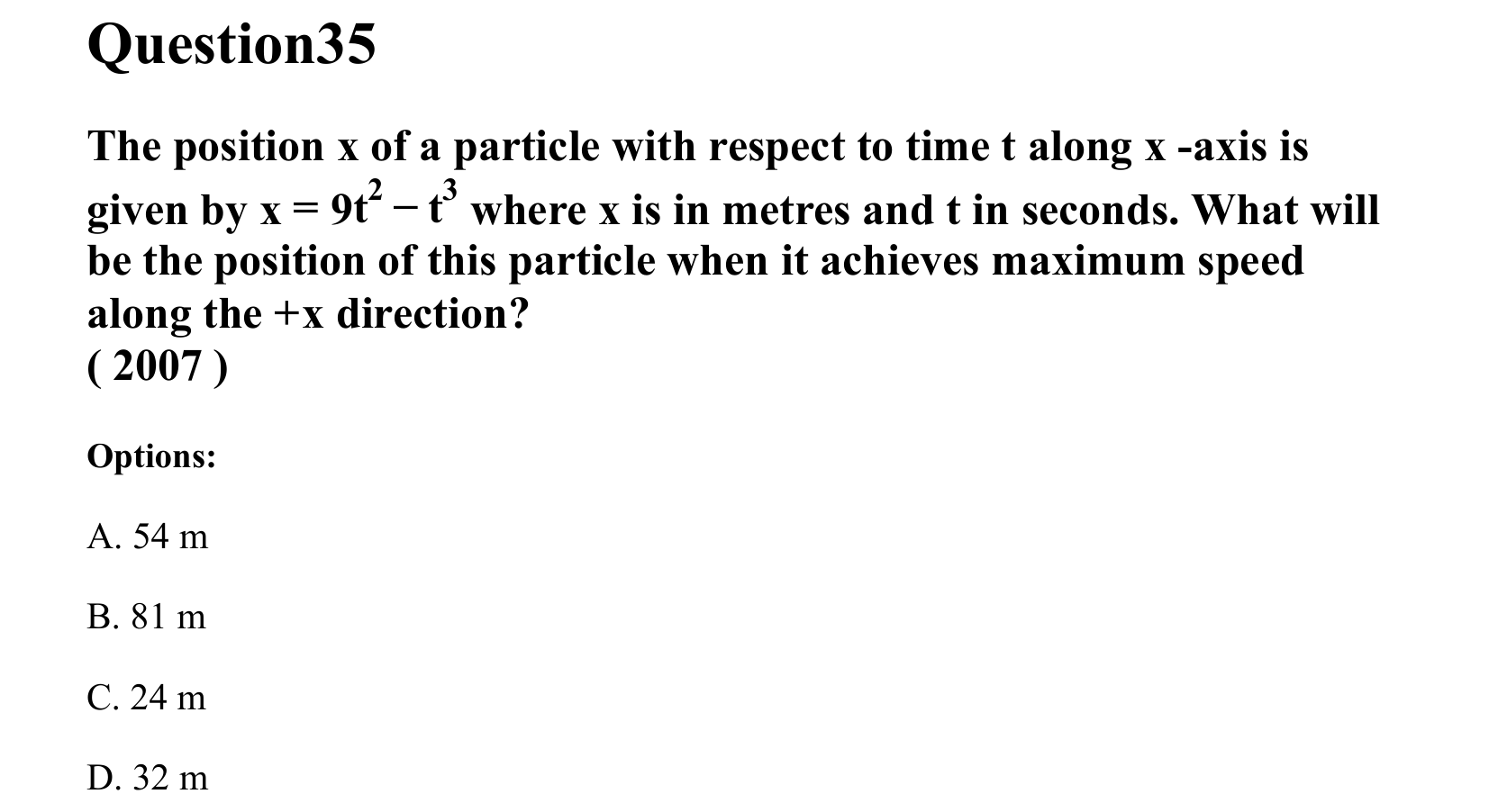 Motion in a Straight Line question 35