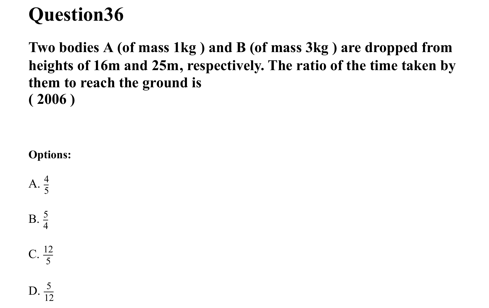 Motion in a Straight Line question 36