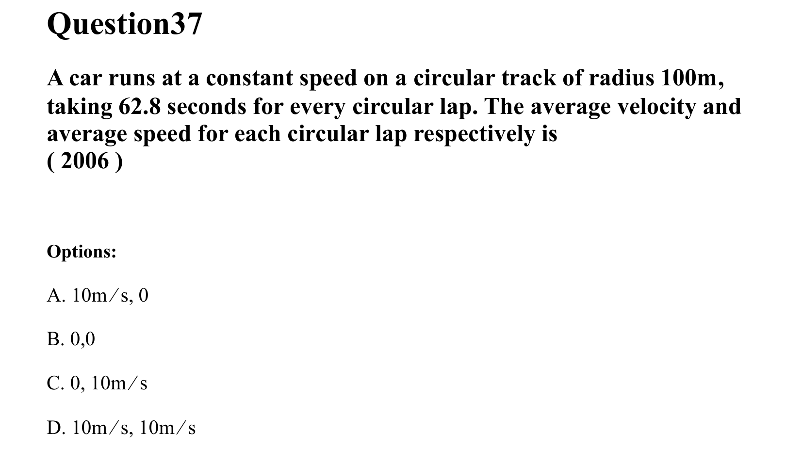 Motion in a Straight Line question 37