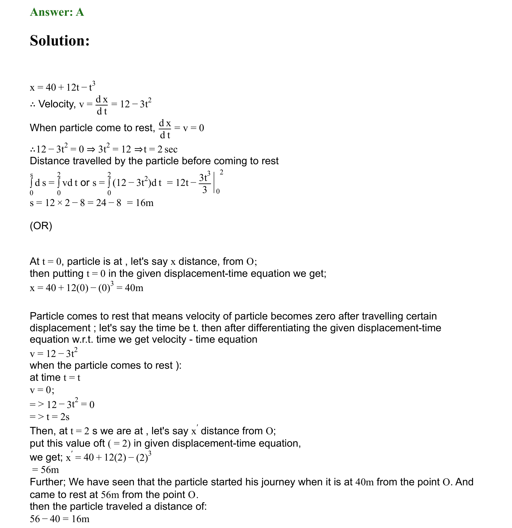 Motion in a Straight Line solution 38