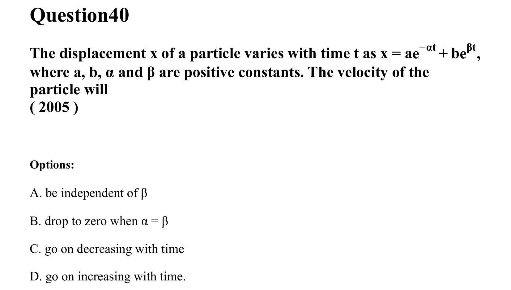 Motion in a Straight Line question 40