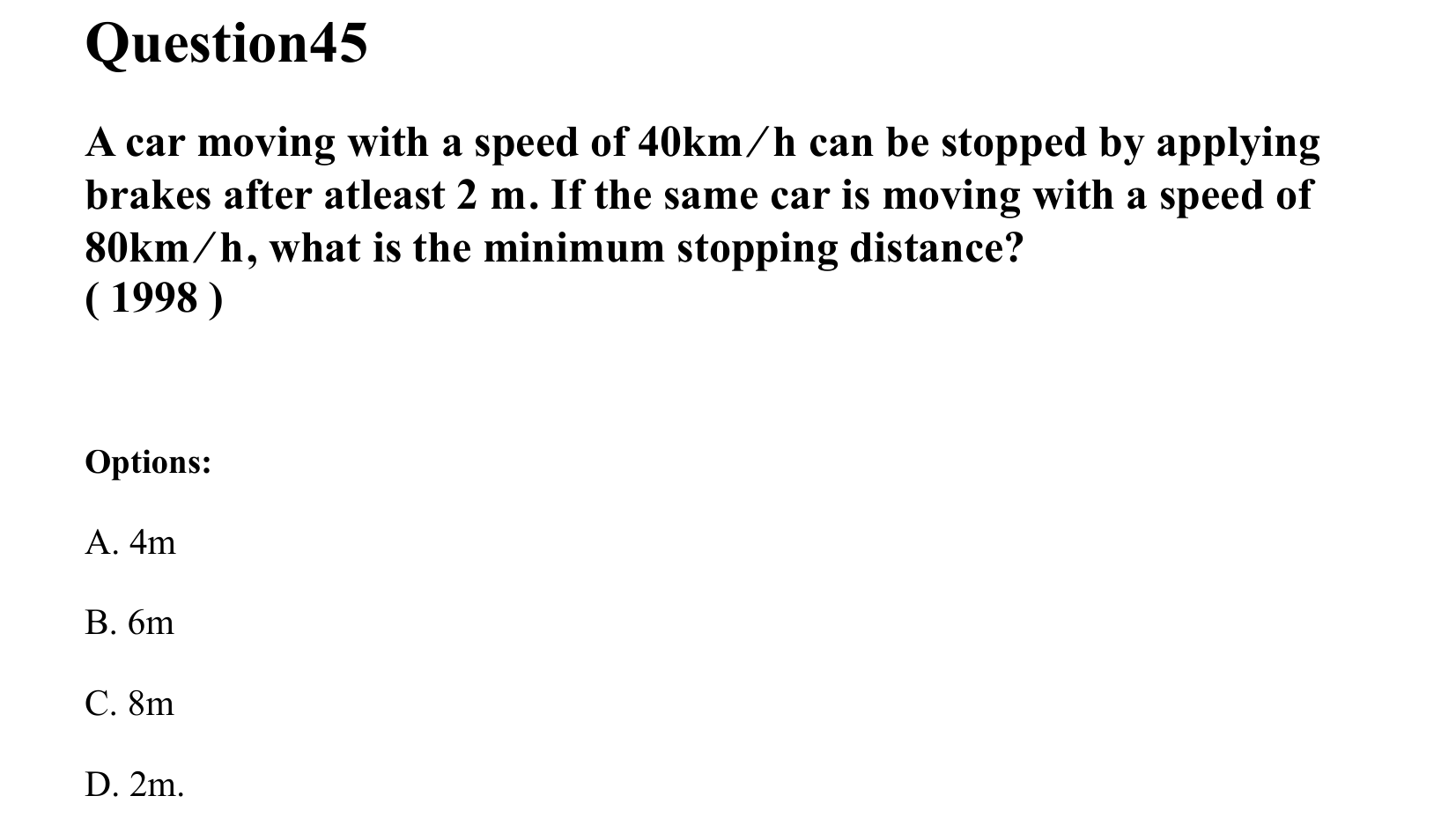 Motion in a Straight Line question 45