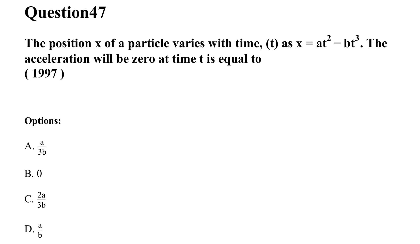 Motion in a Straight Line question 47