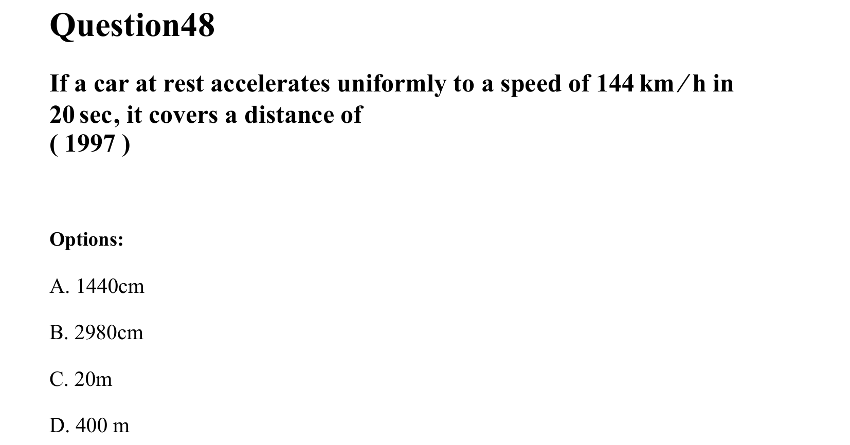 Motion in a Straight Line question 48