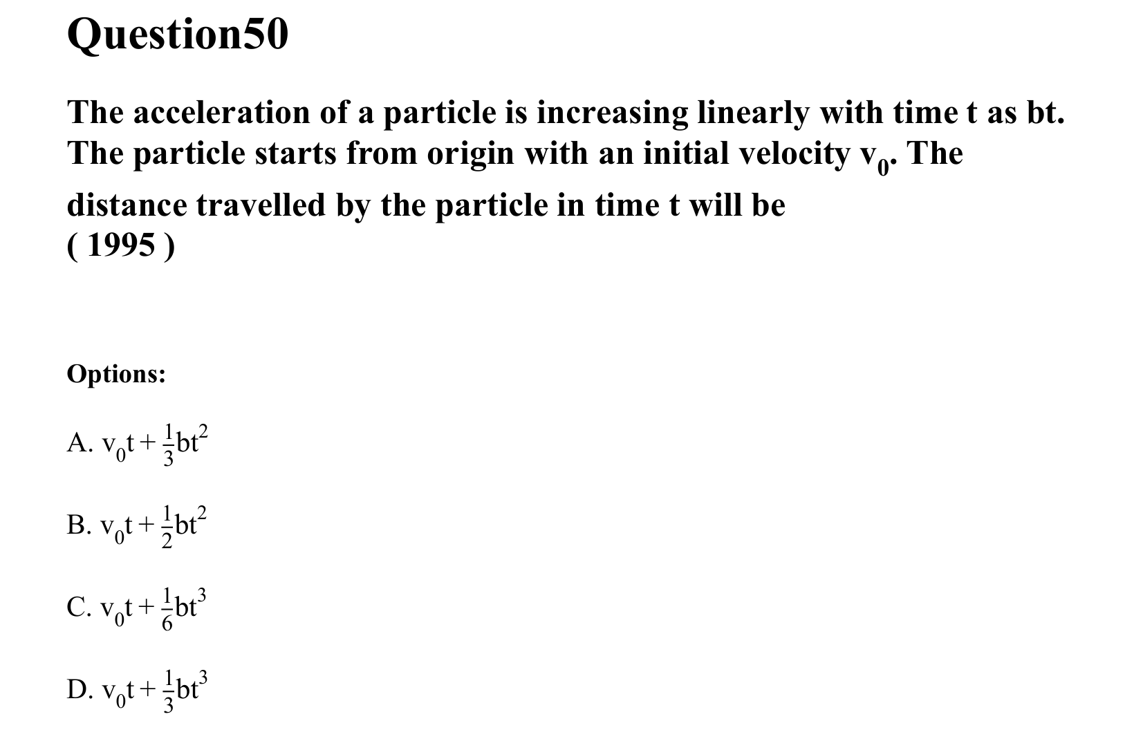 Motion in a Straight Line question 50