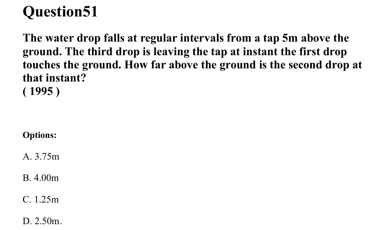 Motion in a Straight Line question 51