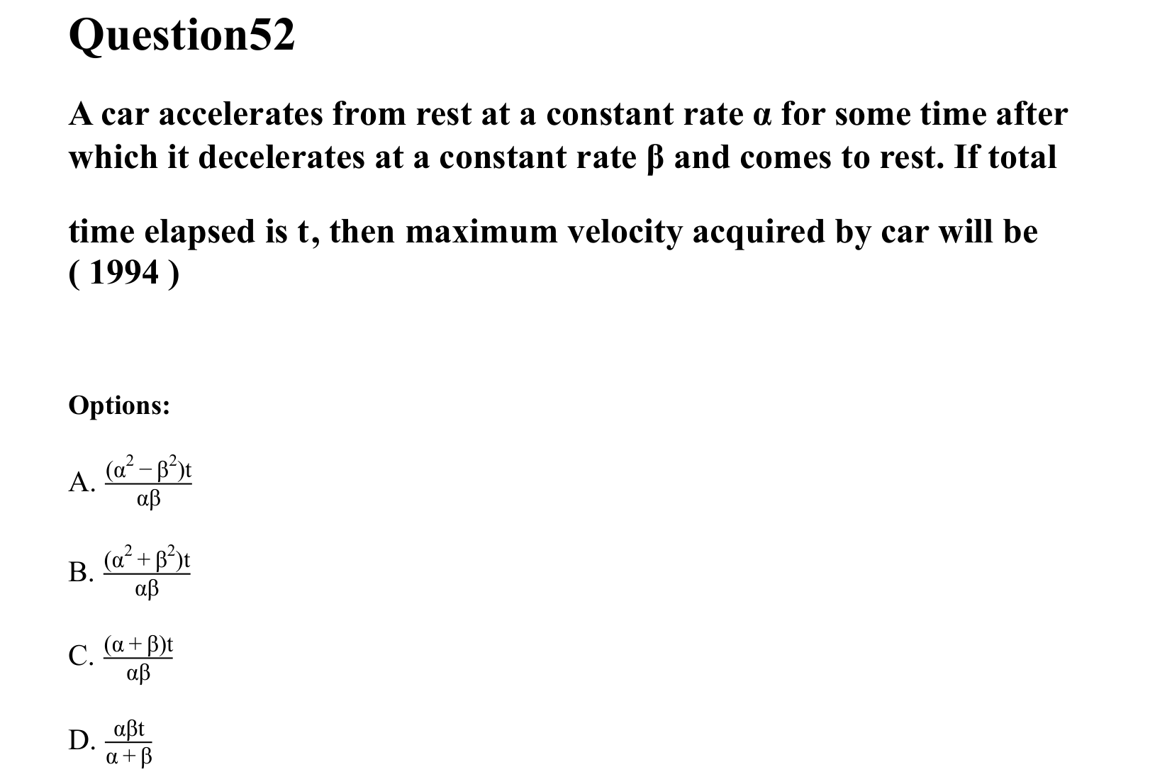 Motion in a Straight Line question 52
