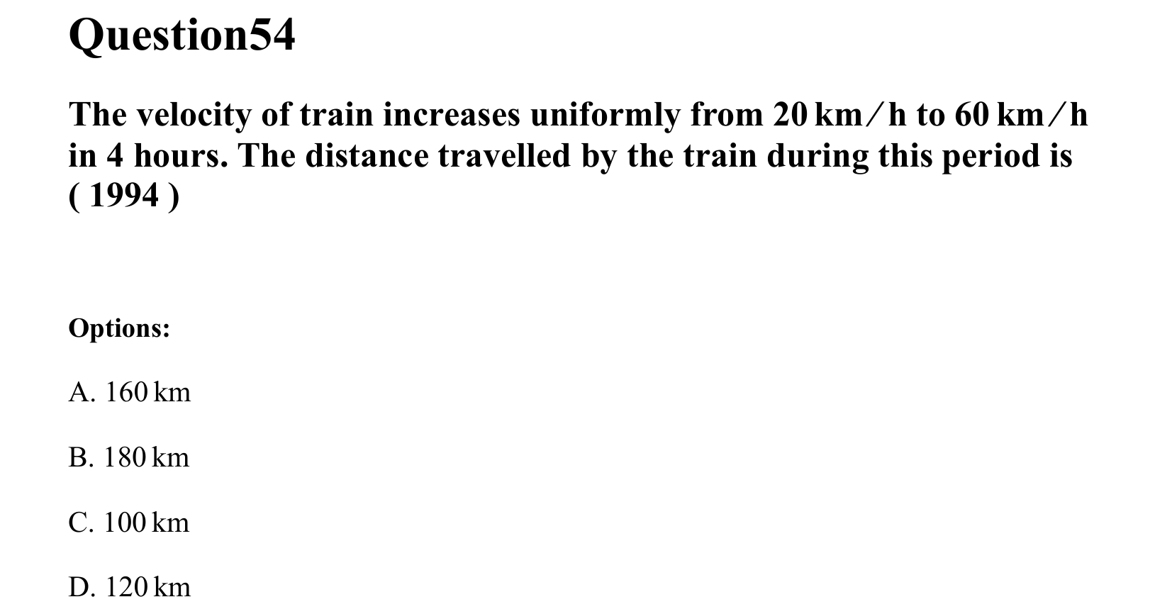 Motion in a Straight Line question 54