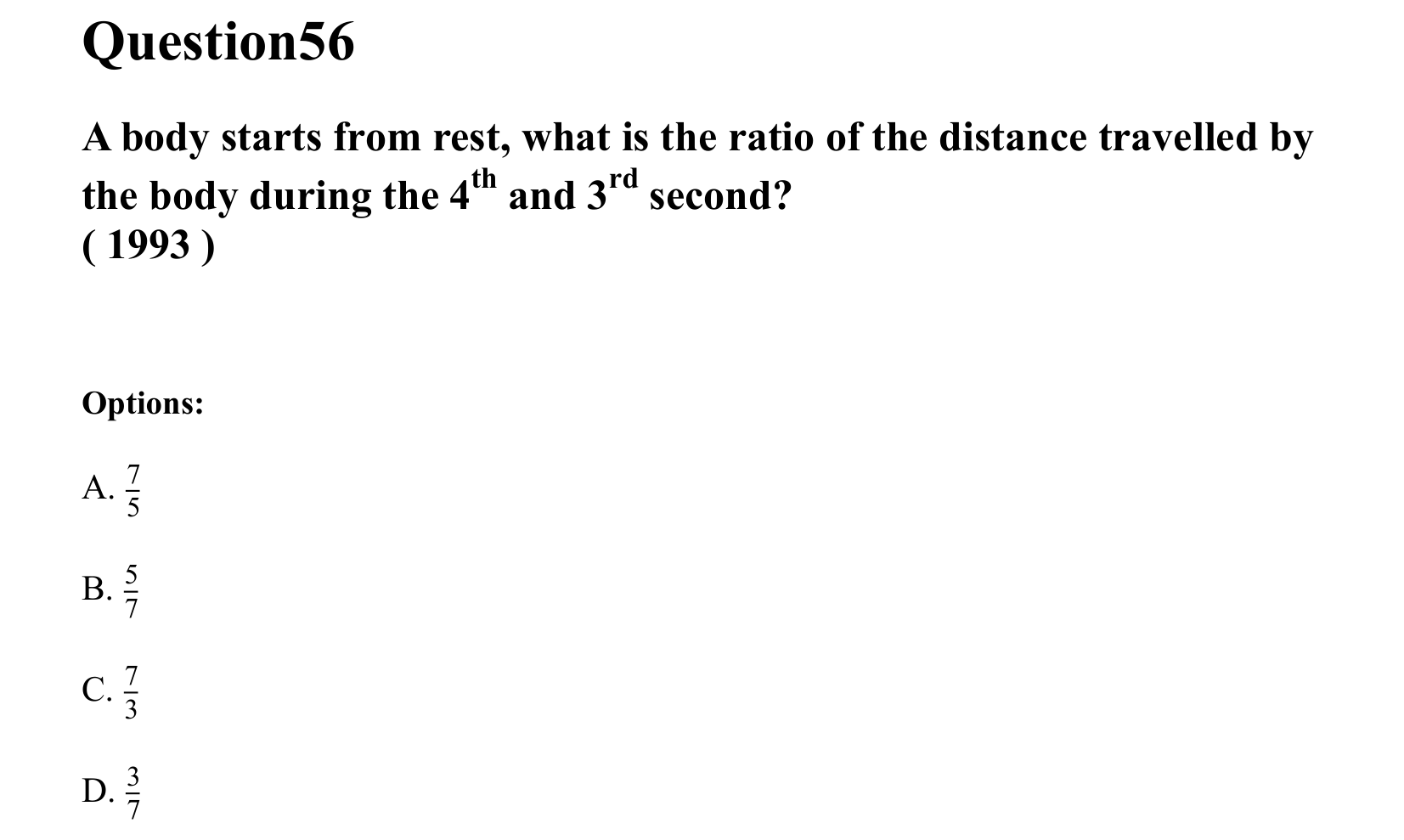 Motion in a Straight Line question 56