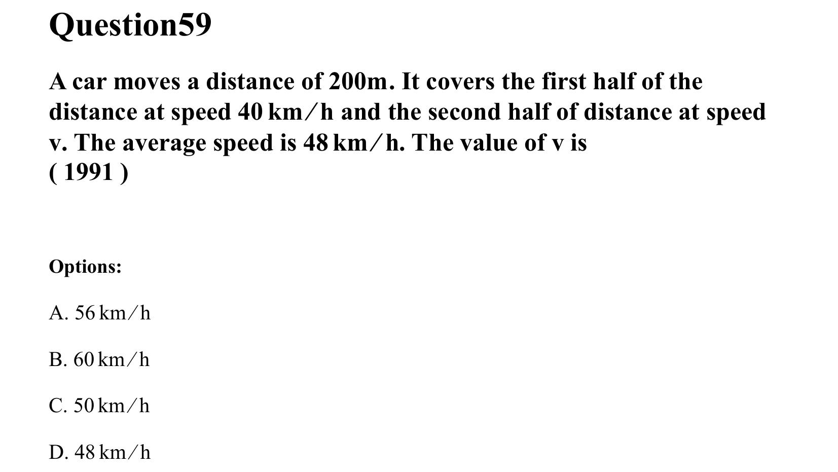 Motion in a Straight Line question 59