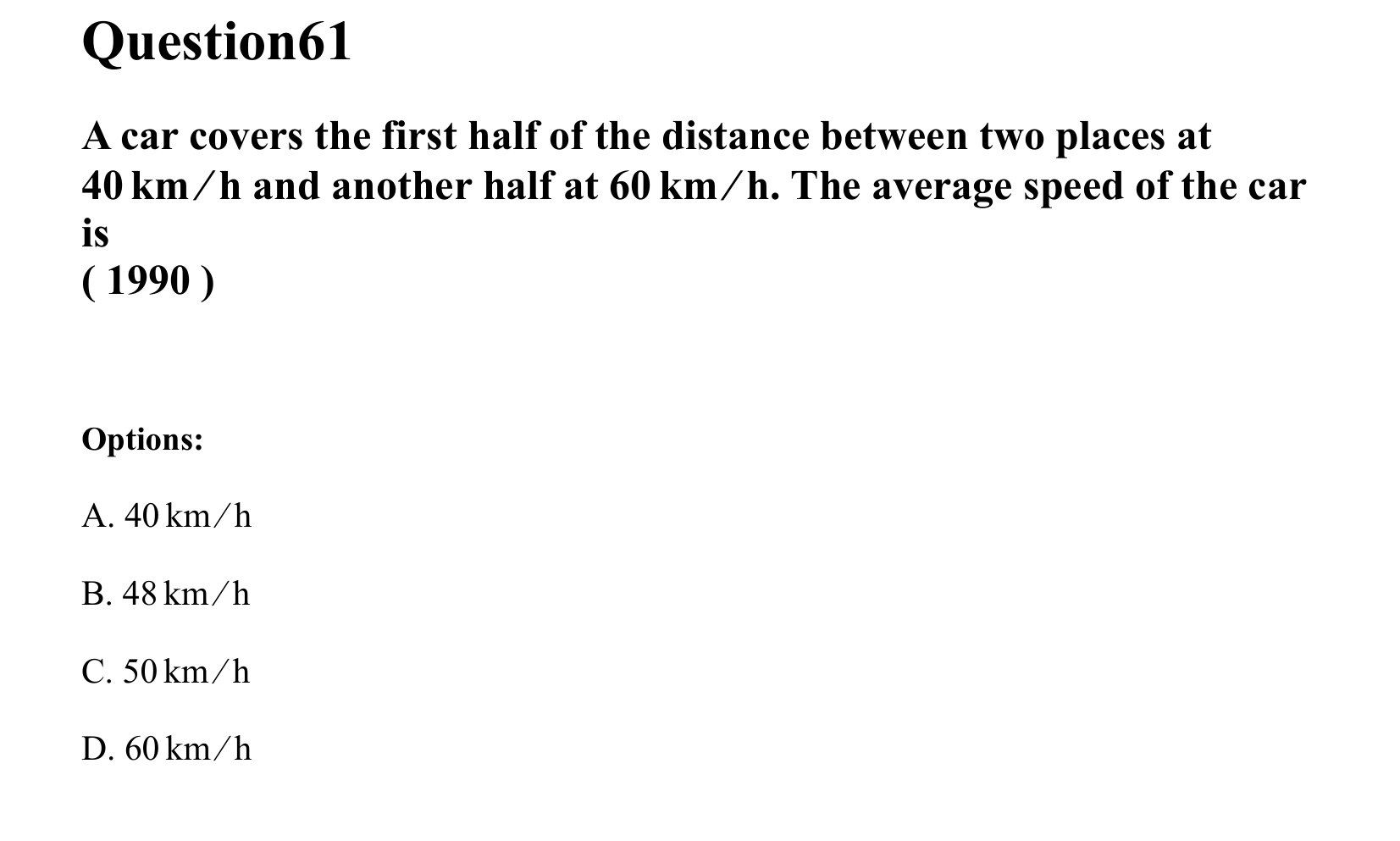 Motion in a Straight Line question 61