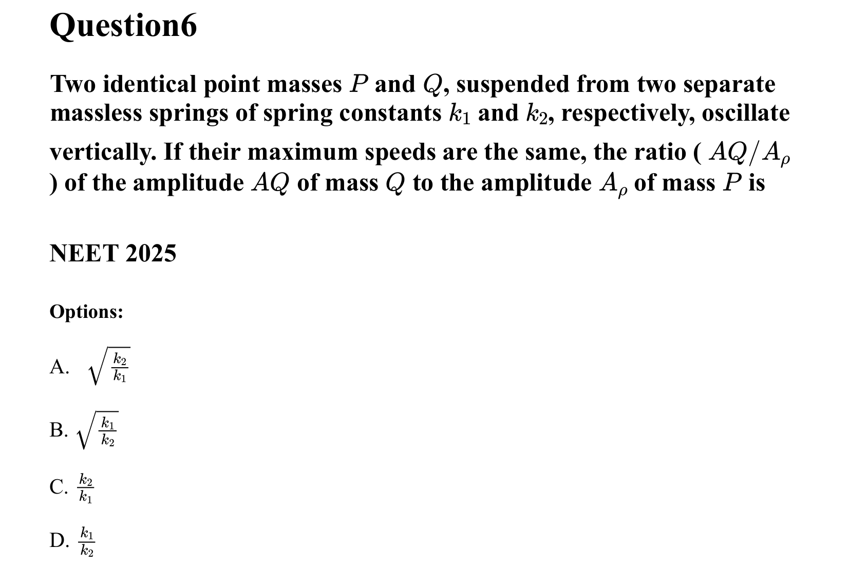 Oscillations question 6