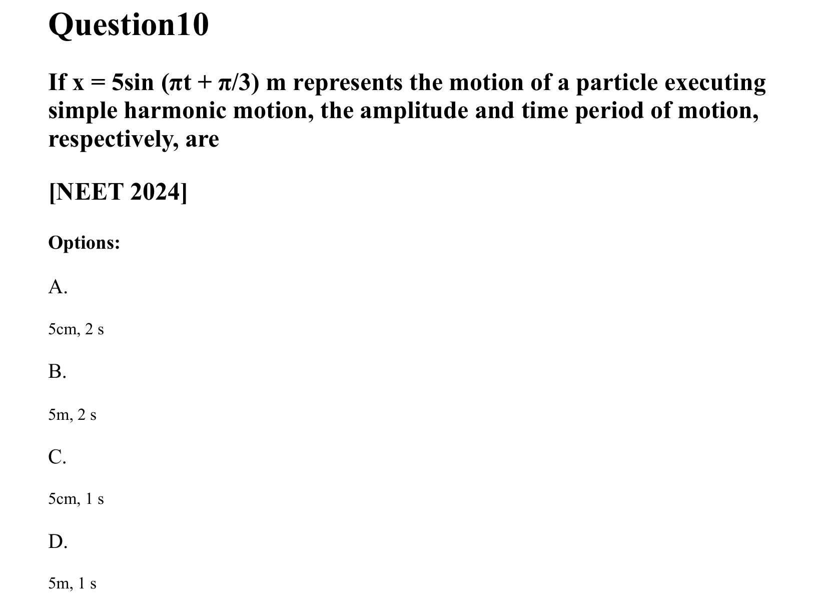 Oscillations question 10