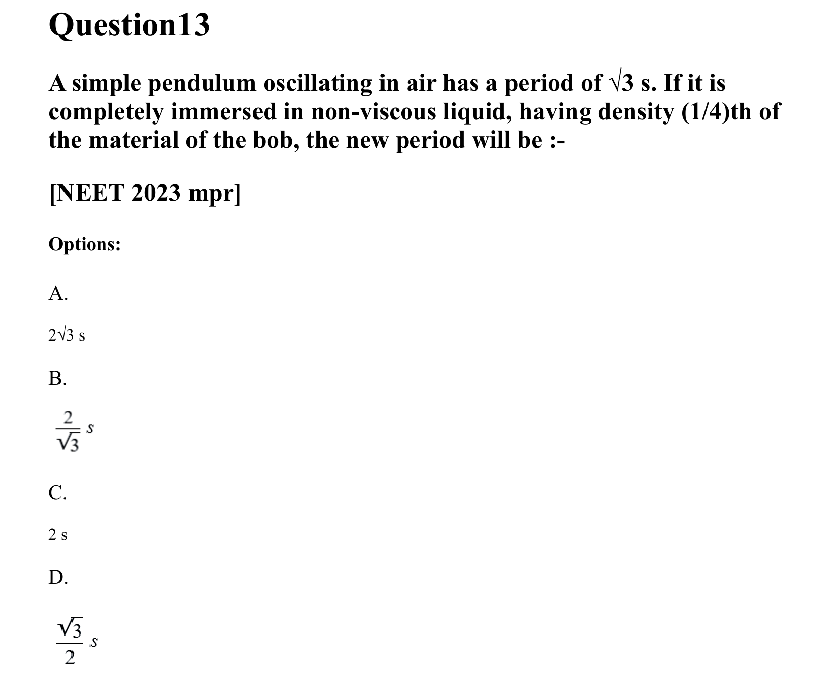 Oscillations question 13