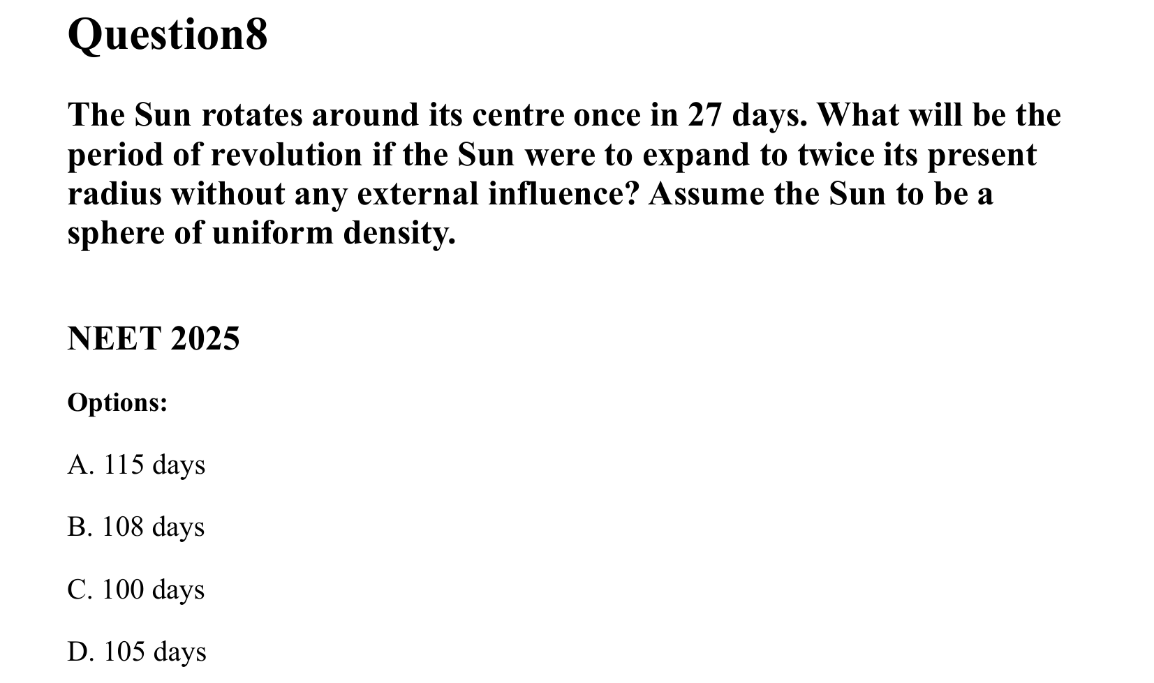 Rotational Motion question 8