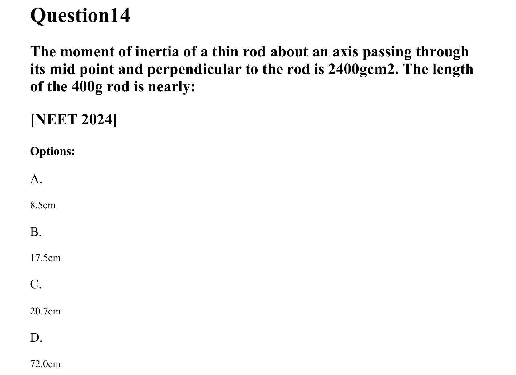 Rotational Motion question 14