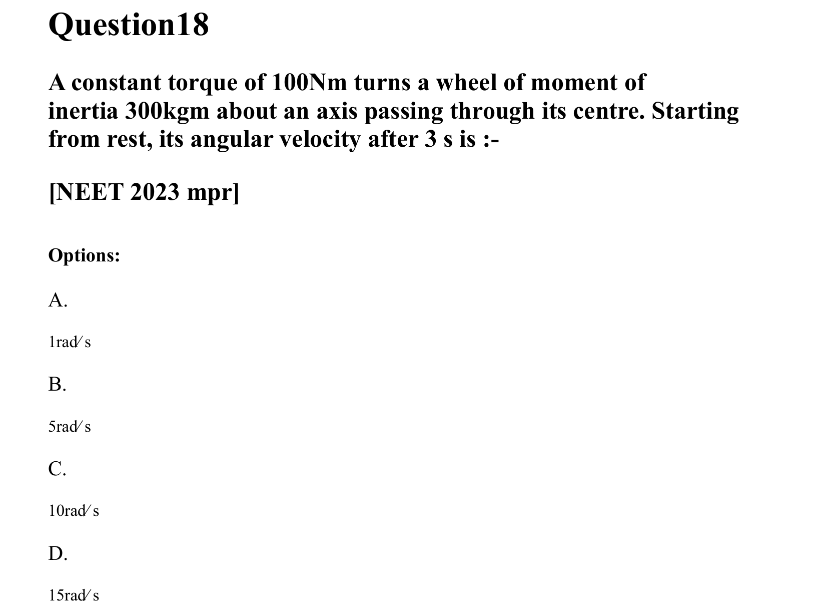 Rotational Motion question 18