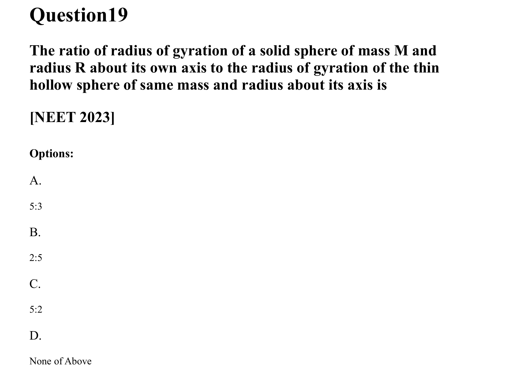 Rotational Motion question 19