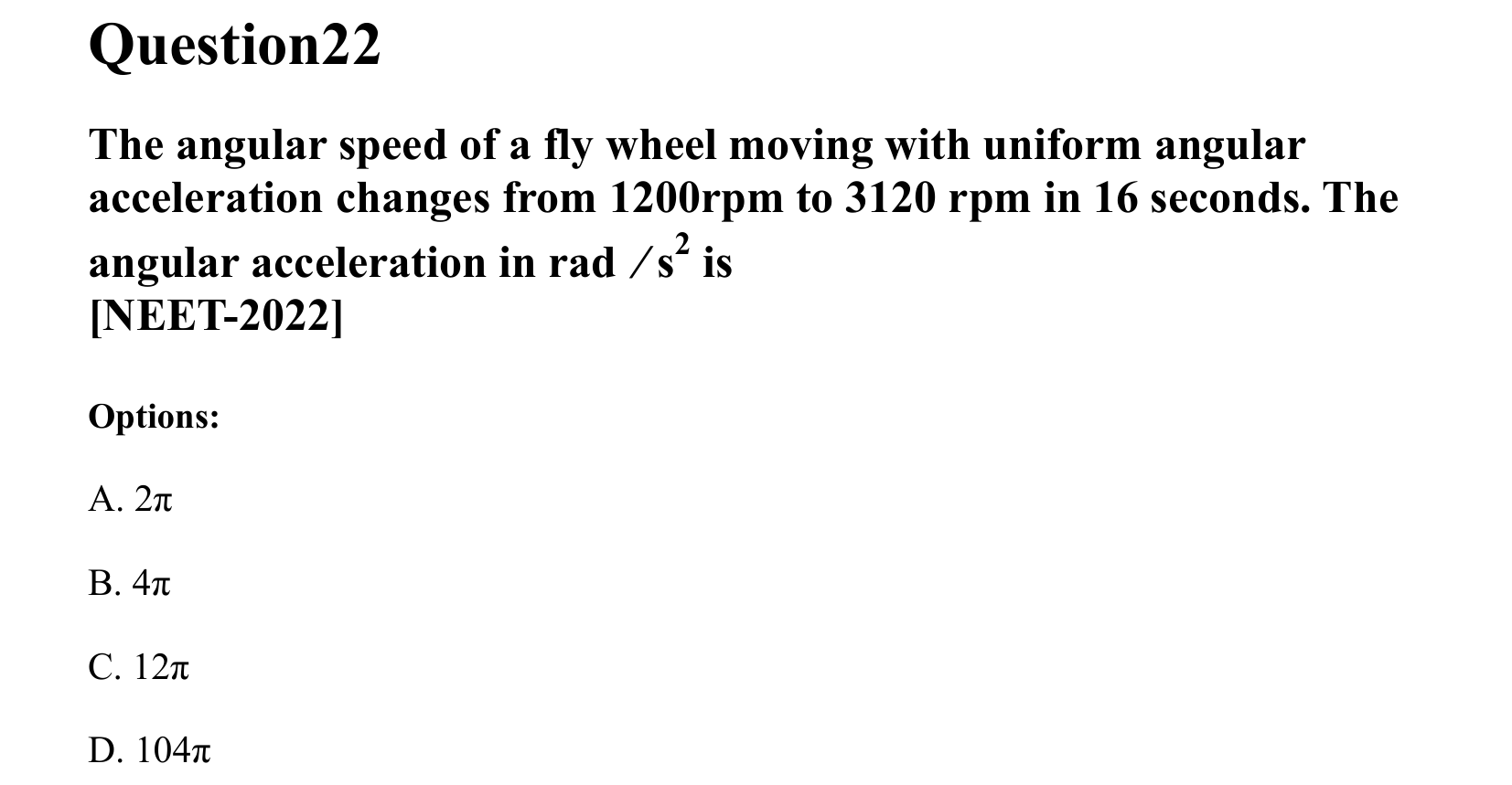 Rotational Motion question 22