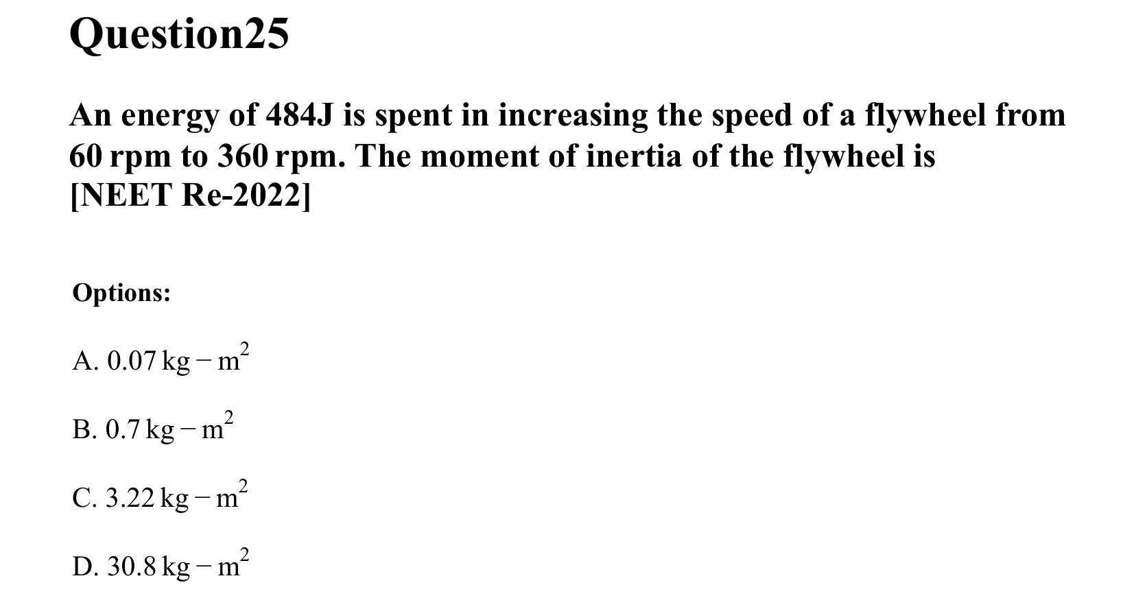 Rotational Motion question 25