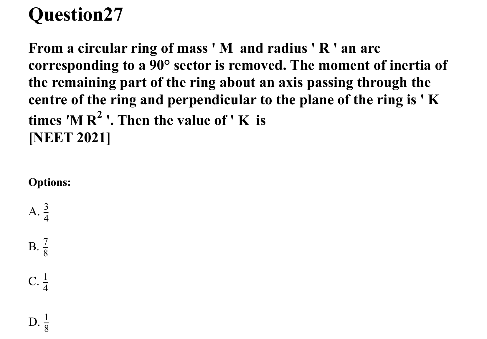 Rotational Motion question 27