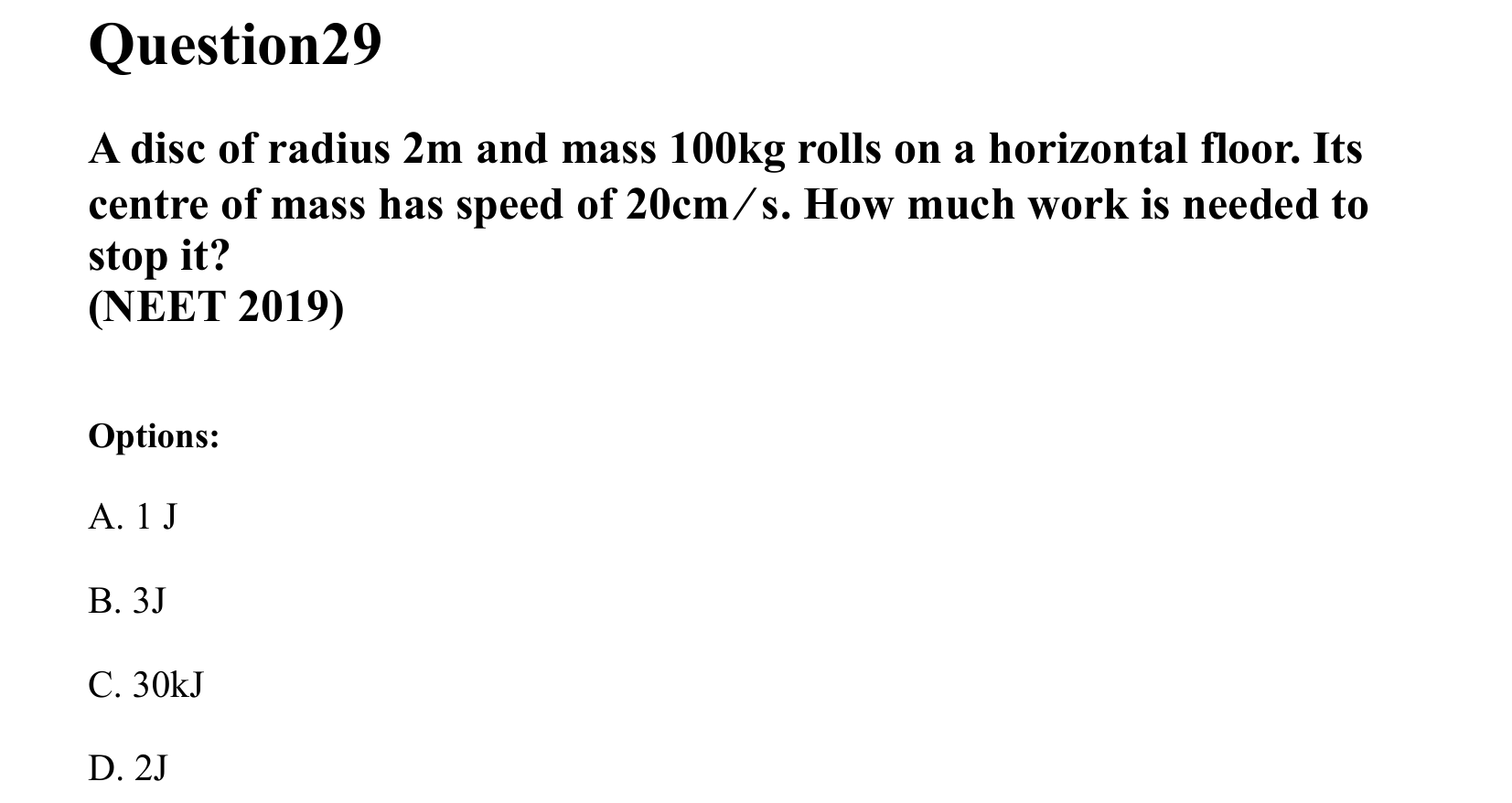 Rotational Motion question 29