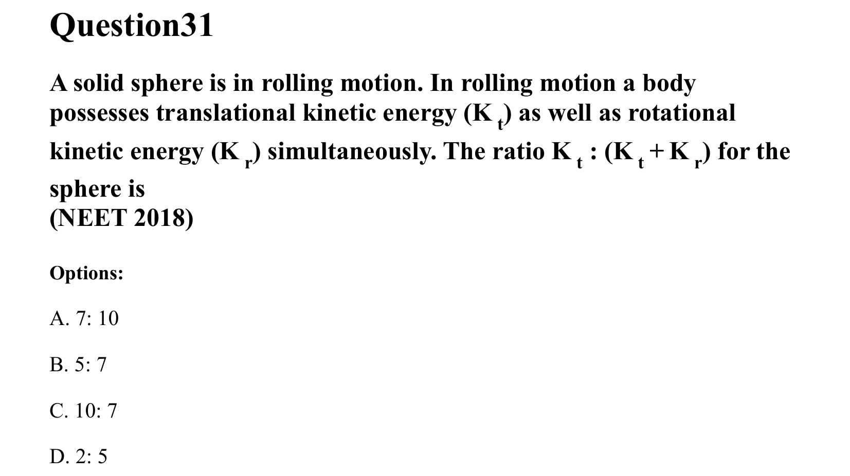 Rotational Motion question 31