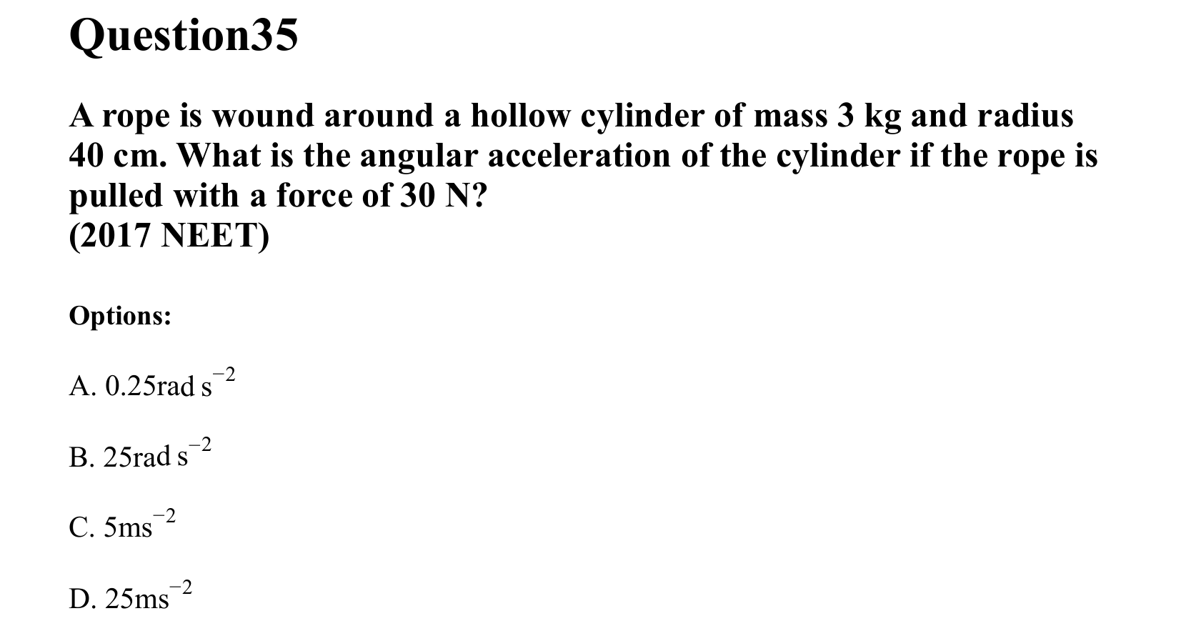Rotational Motion question 35