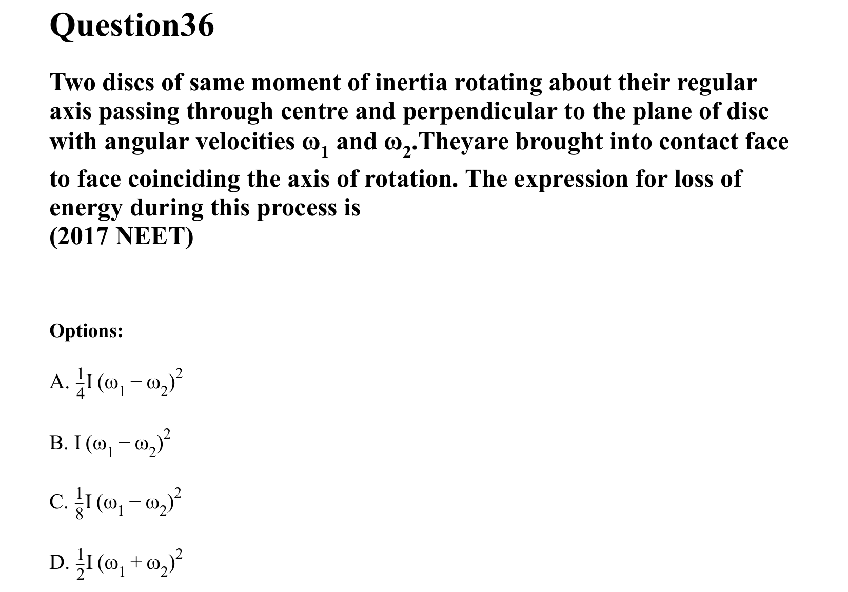 Rotational Motion question 36