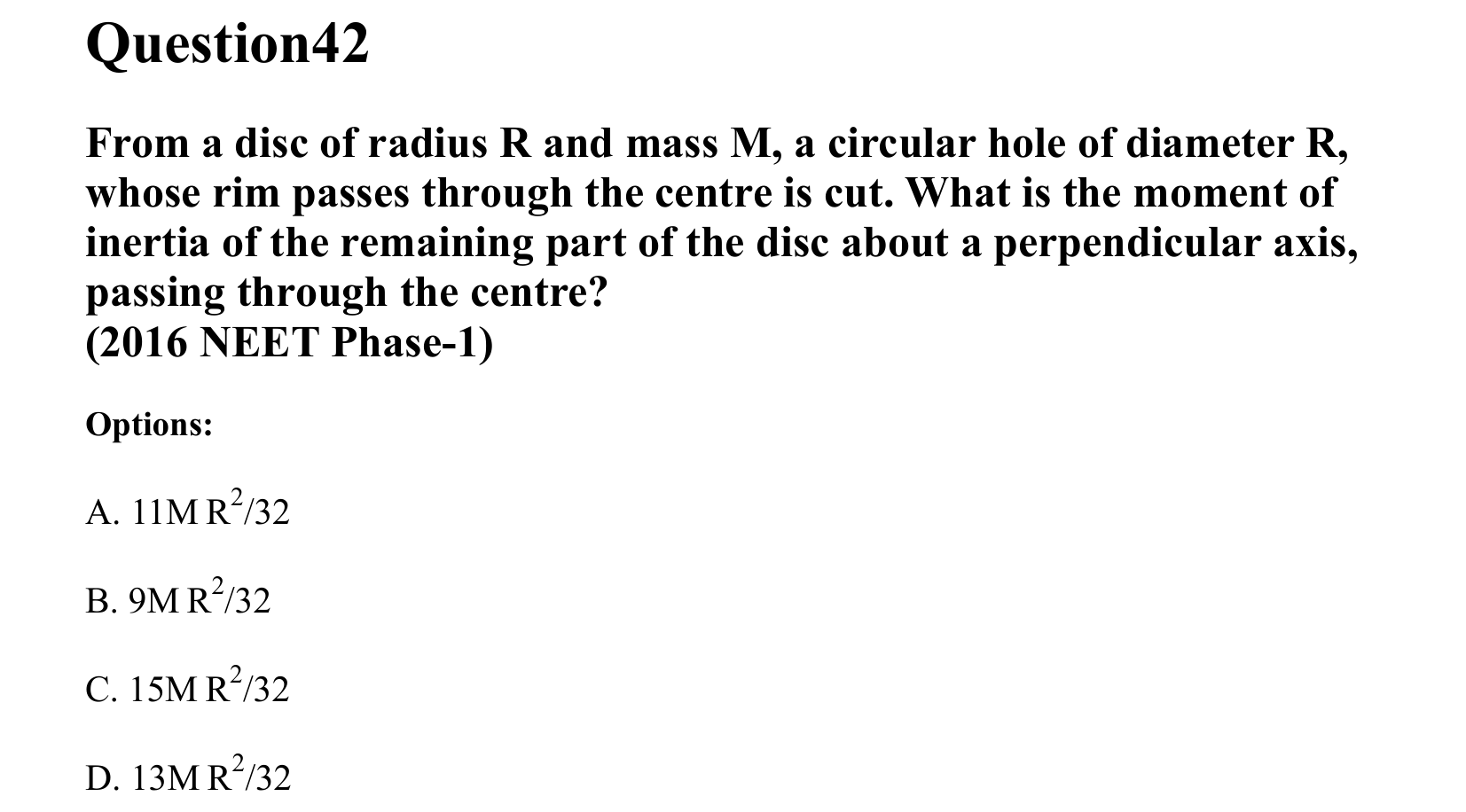 Rotational Motion question 42
