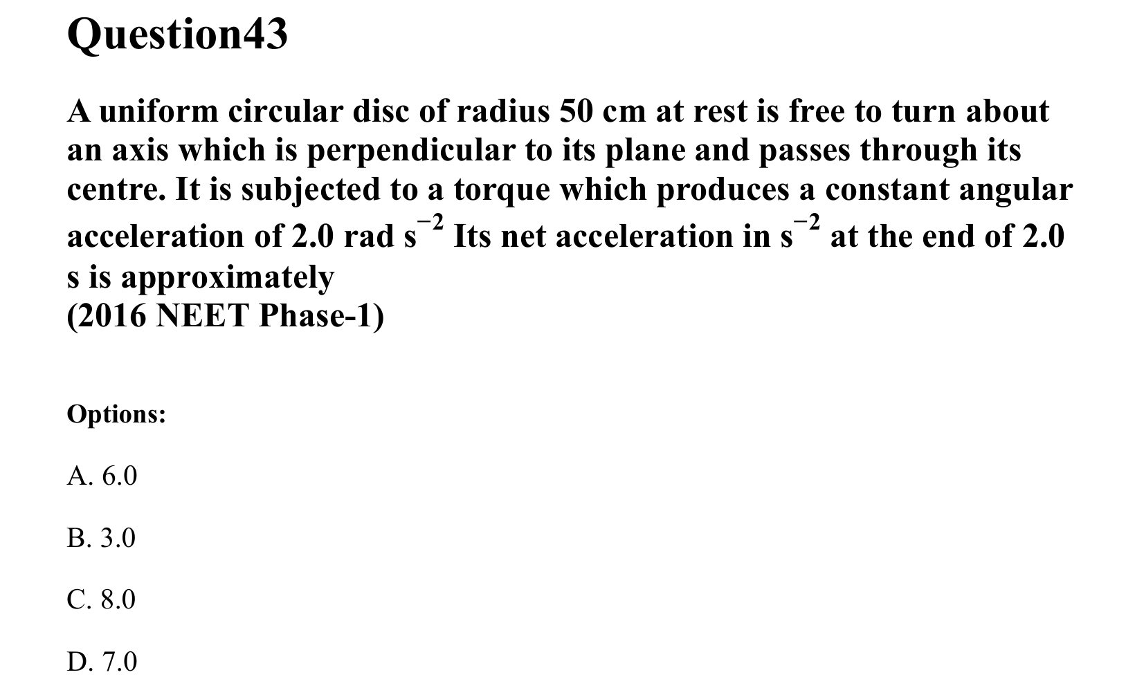 Rotational Motion question 43