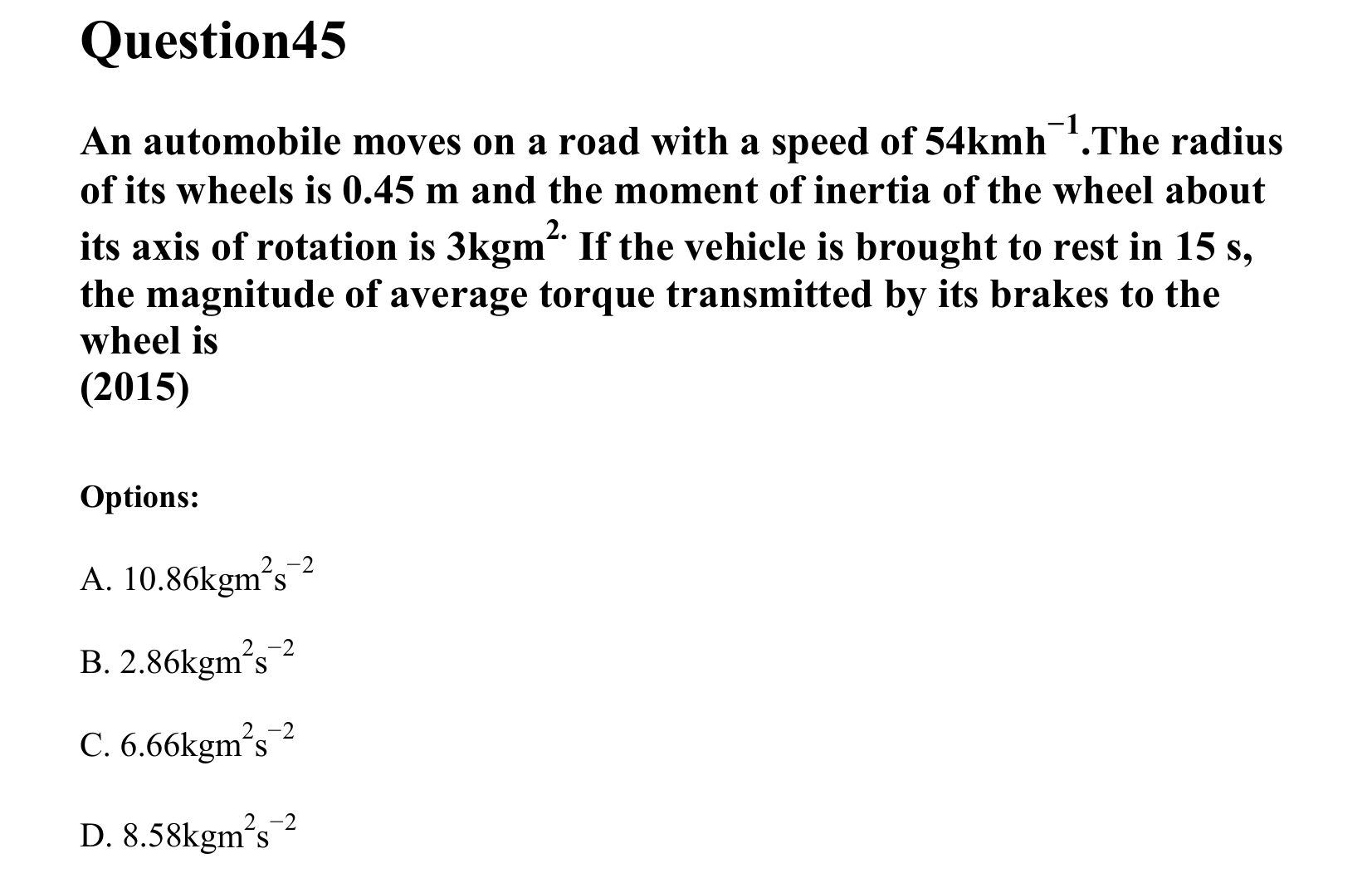 Rotational Motion question 45