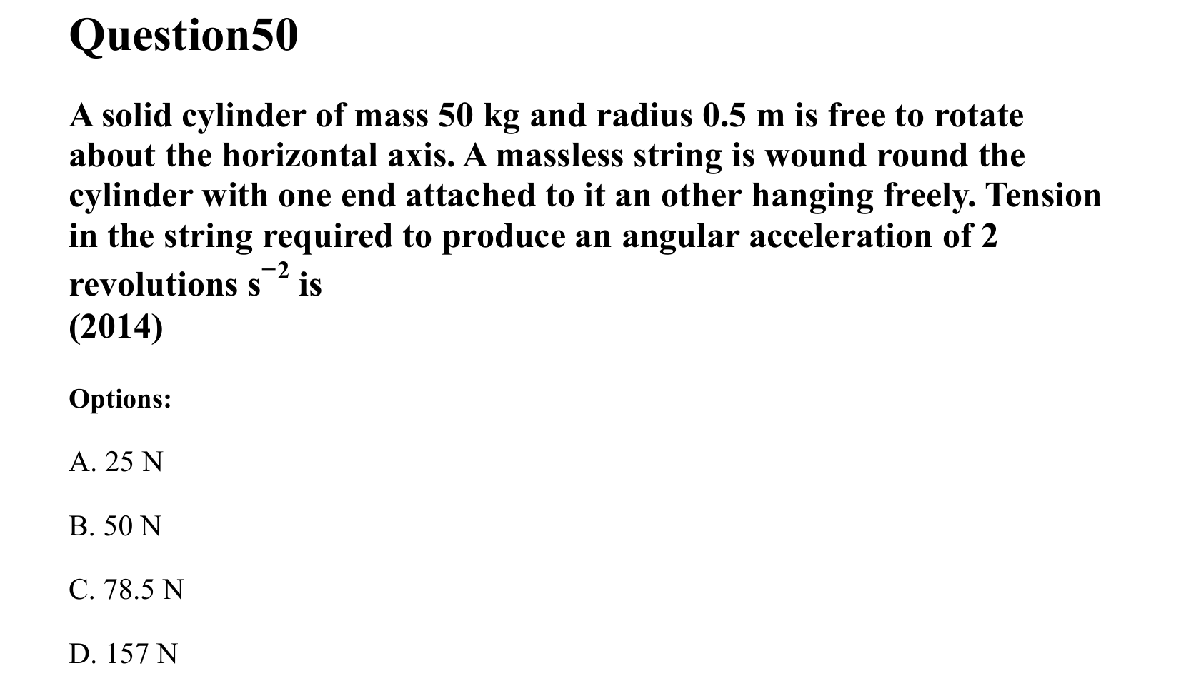 Rotational Motion question 50