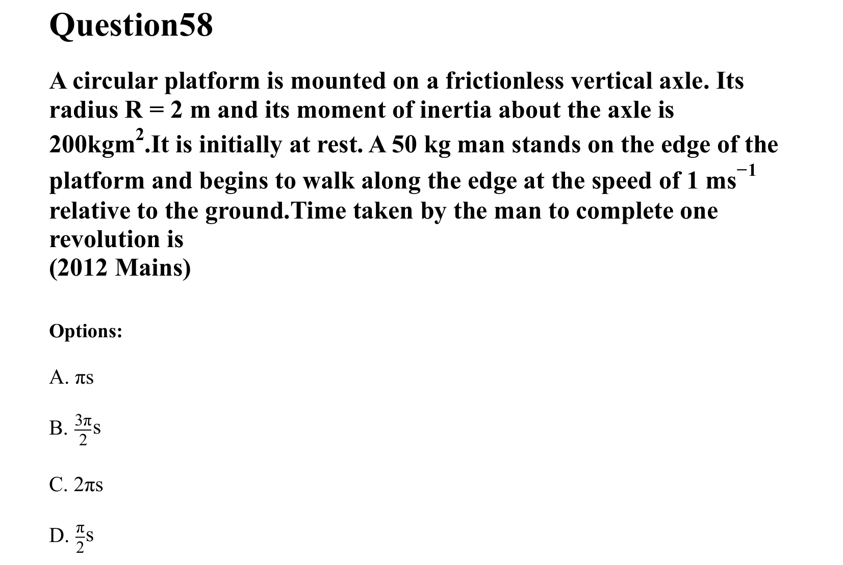 Rotational Motion question 58